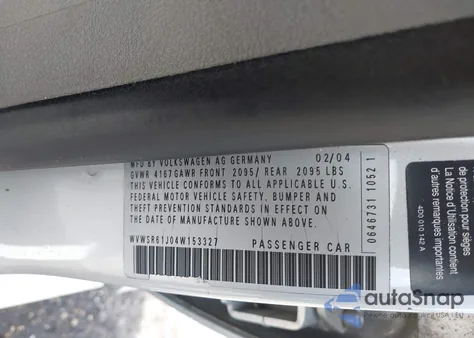 2004 Volkswagen Jetta из США, поврежденный, VIN WDWSR61J04W153327